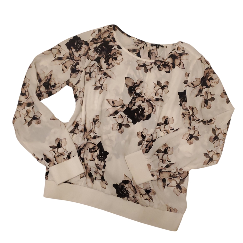 🖤 3/$45 Dynamite Cream & Black Floral Top
